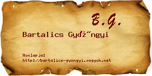 Bartalics Gyöngyi névjegykártya